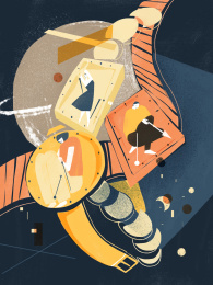 沉醉于自我时光流逝的人生插画