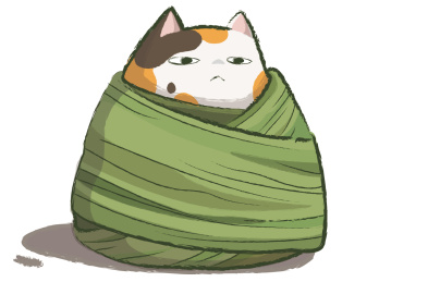 端午节裹在粽子里的猫