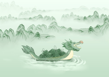 山水之间龙舟载着粽子
