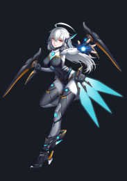 科幻未来二次元人设白毛女机娘