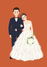 幸福的新郎新娘卡通插画