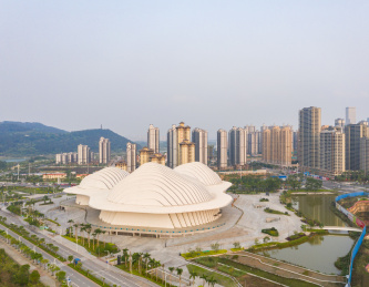 广西省南宁市广西艺术中心航拍