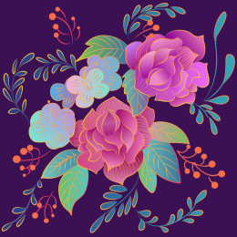 烫金线镭射蔷薇花图案