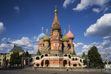 欧洲俄罗斯莫斯科红场南端圣瓦西里大教堂
