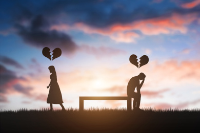 情侣爱人分手心碎概念