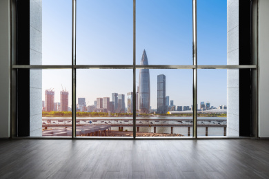 深圳后海人才公园城市风光和室内空间