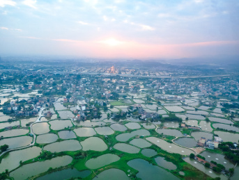 航拍广东鹤山古劳水乡