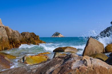 中国香港石澳半岛海滩礁石