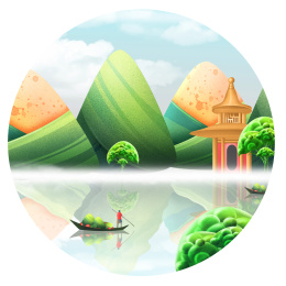 端午节插画大粽子山水