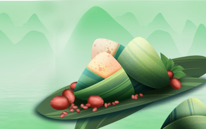 端午节插画大粽子山水