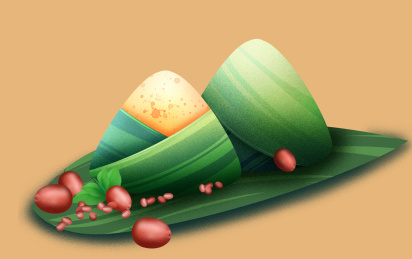 端午节插画大粽子山水