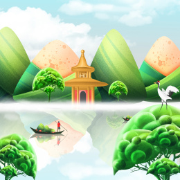 端午节插画大粽子山水