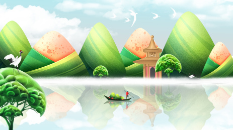 端午节插画大粽子山水