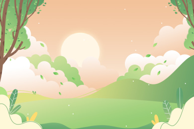 美丽的户外风景卡通插画