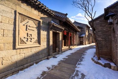 冬季雪后古北水镇