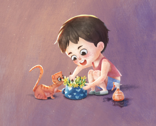 小男孩种花