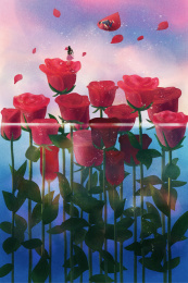 情侣邂逅玫瑰花海