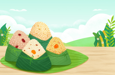 端午甜粽子咸粽子插画