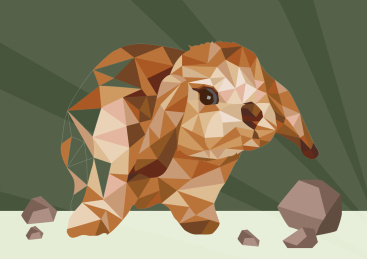 lowpoly风格兔子矢量插画