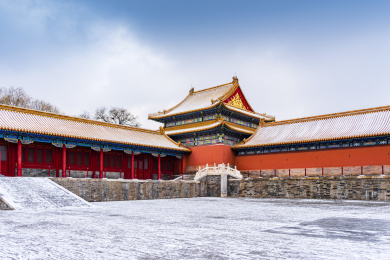 北京冬季雪中故宫紫禁城
