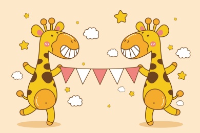 可爱呆萌长颈鹿插画