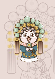 矢量插画京剧熊猫