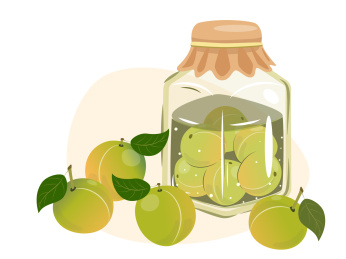 青梅泡酒插画