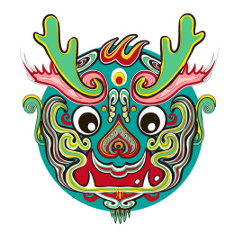 神兽吉祥图案龙图腾 矢量标志