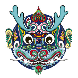 神兽吉祥图案龙图腾 矢量标志