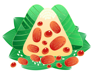 扁平国潮红枣红豆粽子矢量插画素材