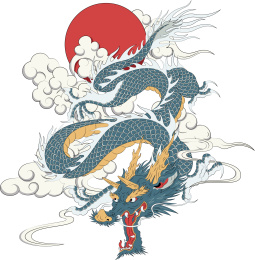 中国风国潮复古古典插画飞龙在天