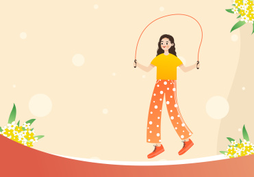 跳绳运动锻炼的女孩矢量插画