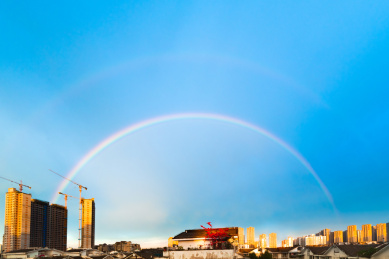 彩虹下的中国成都锦江区大观苑安置房