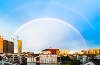 彩虹下的中国成都锦江区大观苑安置房