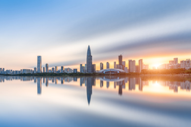 深圳后海金融区黄昏天际线