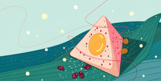 解开粽子叶的咸鸭蛋黄馅粽子