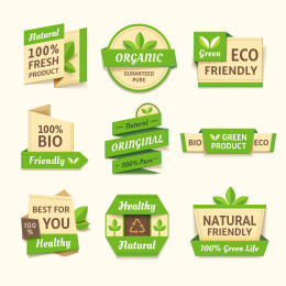 自然有机扁平标签集合