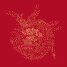 飞舞的凤凰山水插画