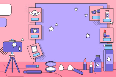 美妆购物活动矢量插画