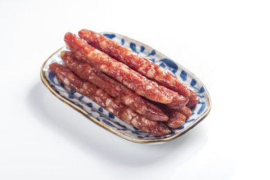 一盘腊肠特写
