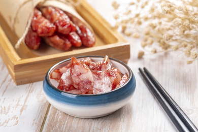 一盘腊肠特写