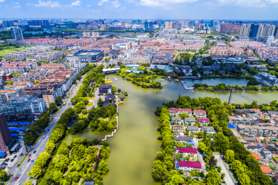 中国南通市中心航拍摄影