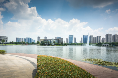 江苏省昆山市时代公园城市风光