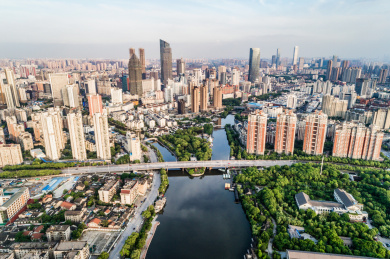 航拍无锡市城市风光
