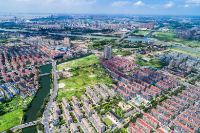 中国南通市中心航拍摄影