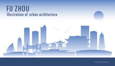 福州城市手绘建筑插画