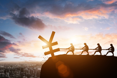 剪影人物挽回钱财金融安全