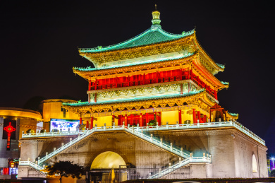中国陕西西安钟楼夜景