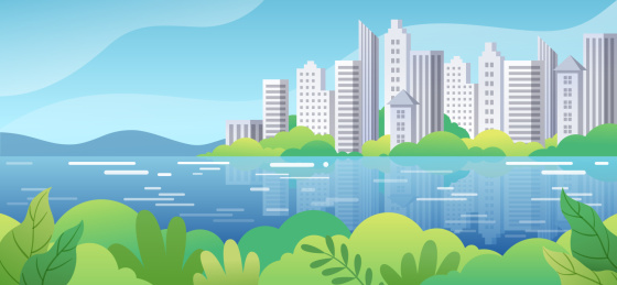 江边的城市楼房风景