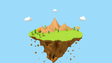 低边形创意卡通悬空小岛背景